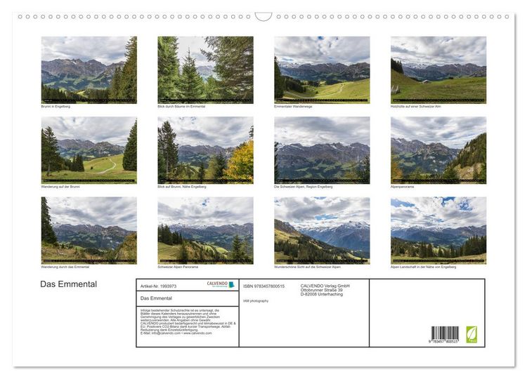 Produktbild: Das Emmental (Wandkalender 2026 DIN A2 quer), CALVENDO Monatskalender