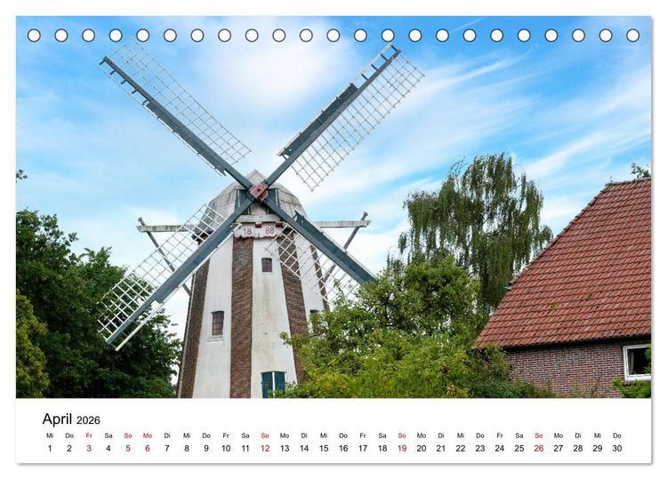 Produktbild: Ostfriesische M&uuml;hlenlandschaft (Tischkalender 2026 DIN A5 quer), CALVENDO Monatskalender