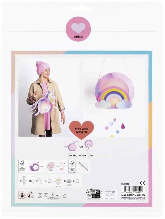 Produktbild: FOLIA Bastelartikel Laternen-Bastelsets SWEET RAINBOW, inkl. 1 LED-Licht und Batterien