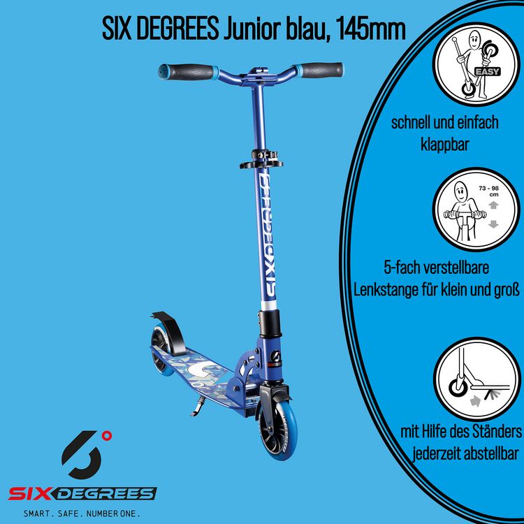 Produktbild: SIX DEGREES Alu Scooter Junior 145 blau