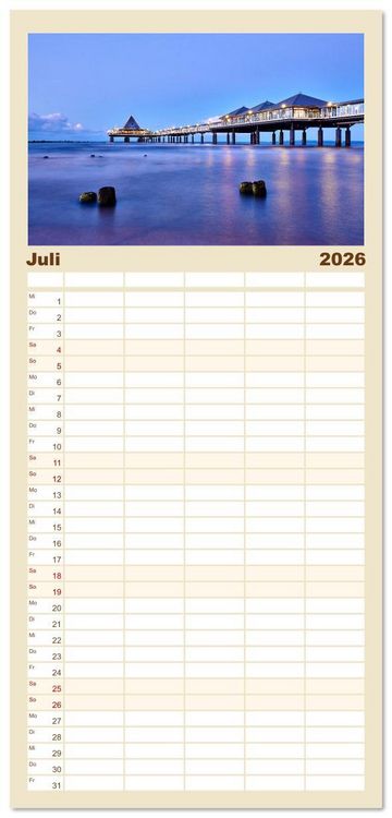 Produktbild: Familienplaner 2026 - Sch&ouml;ne Ostsee - Impressionen &uuml;bers Jahr mit 5 Spalten (Wandkalender, 21 x 45 cm) CALVENDO