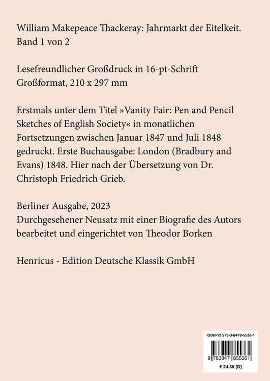 Produktbild: Jahrmarkt der Eitelkeit (Gro&szlig;druck)