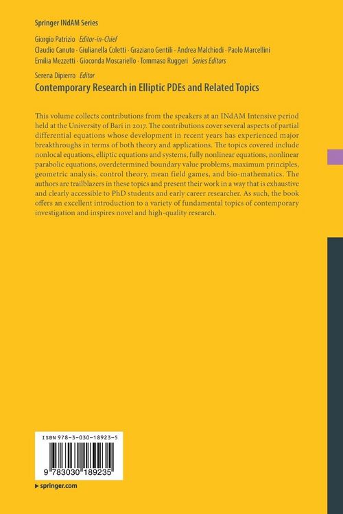 Produktbild: Contemporary Research in Elliptic PDEs and Related Topics