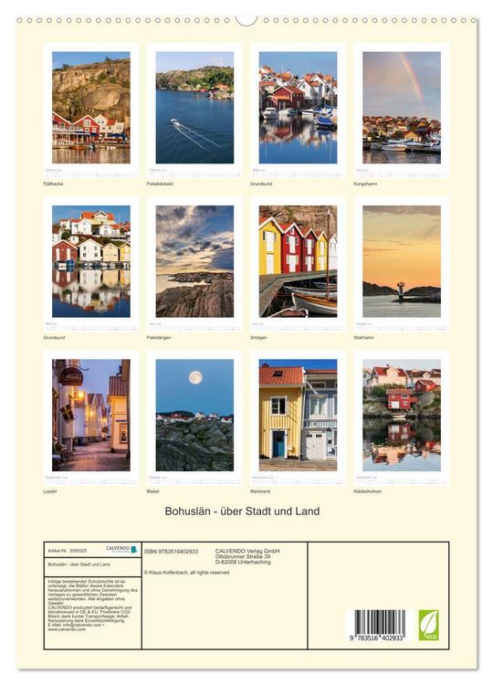 Produktbild: Bohusl&auml;n - &uuml;ber Stadt und Land (hochwertiger Premium Wandkalender 2026 DIN A2 hoch), Kunstdruck in Hochglanz
