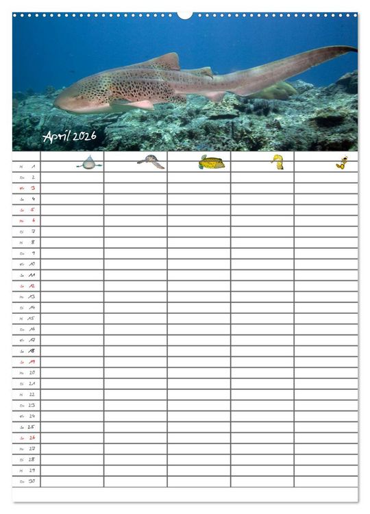 Produktbild: Der Unterwasser Familienplaner 2026 (Wandkalender 2026 DIN A2 hoch), CALVENDO Monatskalender
