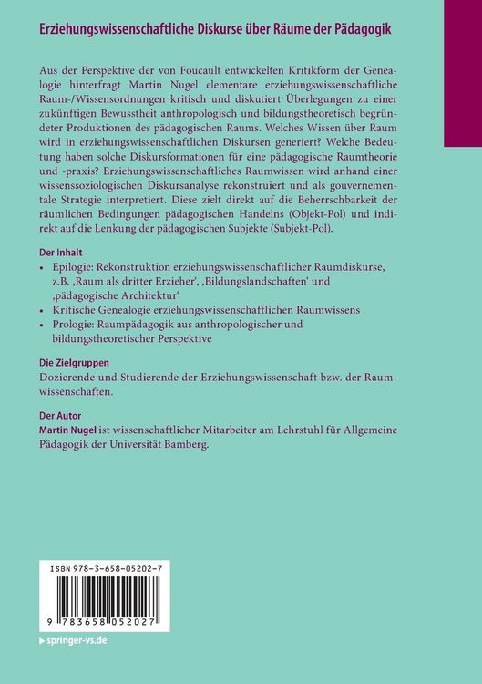 Produktbild: Erziehungswissenschaftliche Diskurse &uuml;ber R&auml;ume der P&auml;dagogik