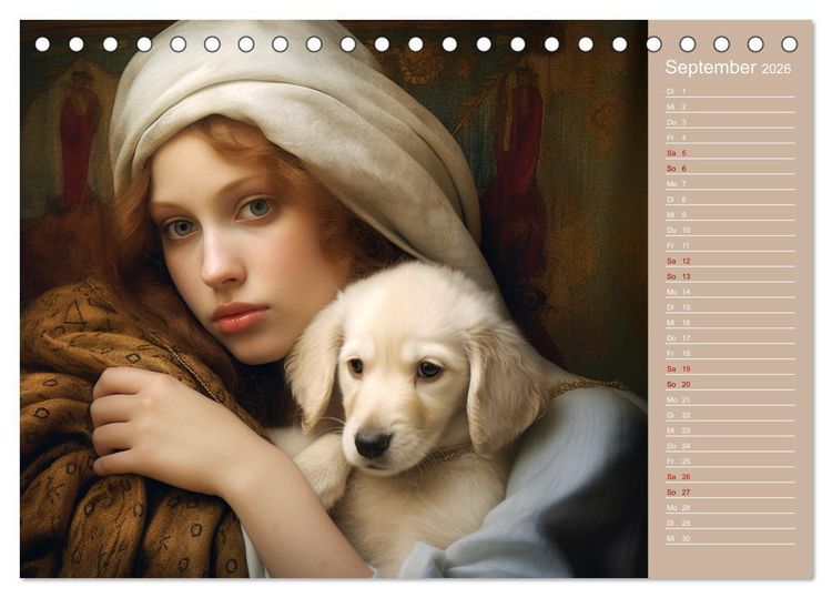 Produktbild: Dame mit Hund (Tischkalender 2026 DIN A5 quer), CALVENDO Monatskalender