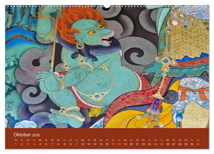 Produktbild: Buddhistische G&ouml;tter, G&ouml;tzen und D&auml;monen (hochwertiger Premium Wandkalender 2026 DIN A2 quer), Kunstdruck in Hochglanz