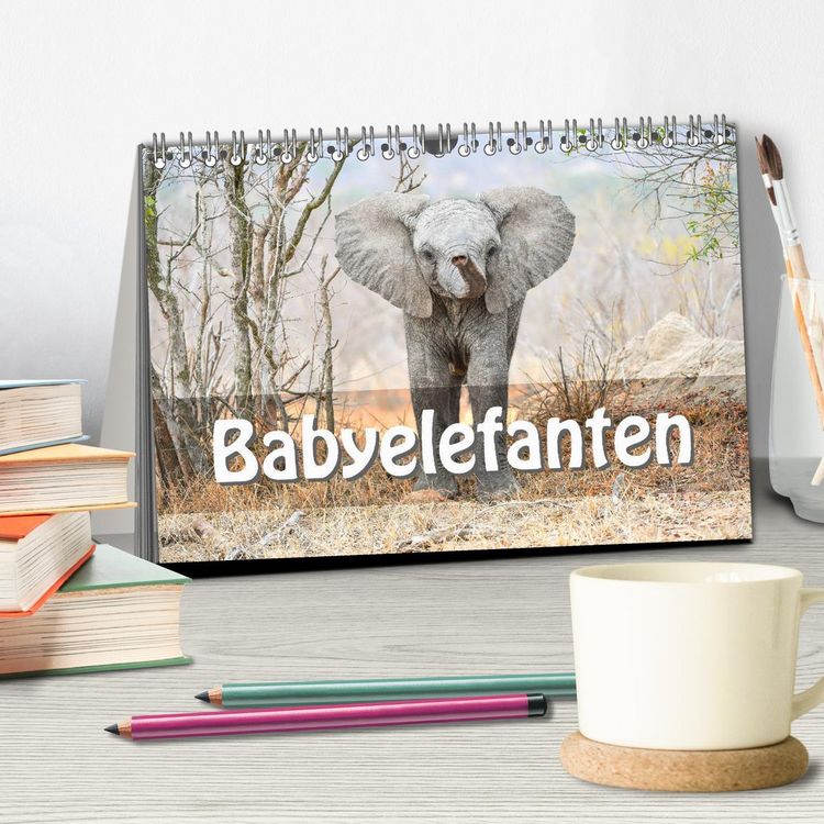 Produktbild: Babyelefanten (Tischkalender 2026 DIN A5 quer), CALVENDO Monatskalender