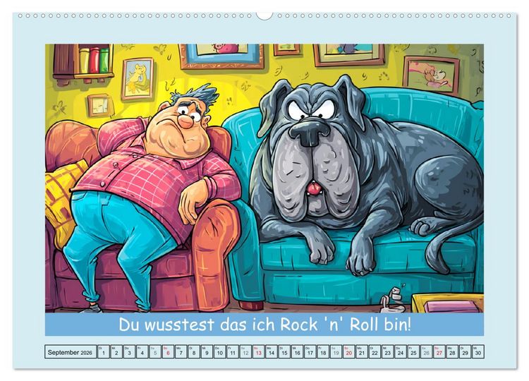 Produktbild: Hund und Herrchen. Zu zweit allein im Chaos (Wandkalender 2026 DIN A2 quer), CALVENDO Monatskalender