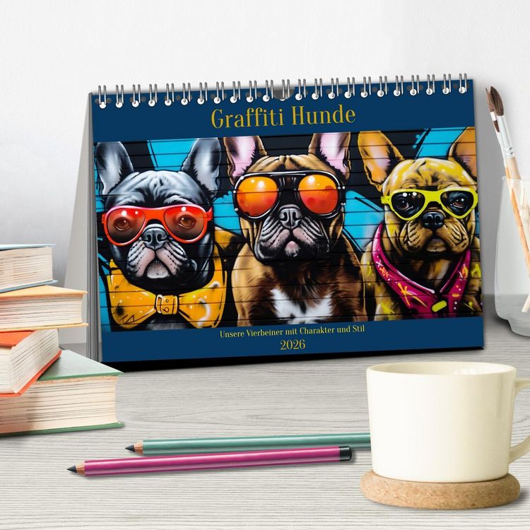 Produktbild: Graffiti Hunde (Tischkalender 2026 DIN A5 quer), CALVENDO Monatskalender