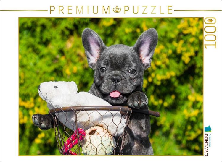 Produktbild: CALVENDO Puzzle Franz&ouml;sische Bulldogge - kleiner Clown auf 4 Pfoten | 1000 Teile Lege-Gr&ouml;&szlig;e 64x48cm Foto-Puzzle f&uuml;r gl&uuml;ckliche Stunden