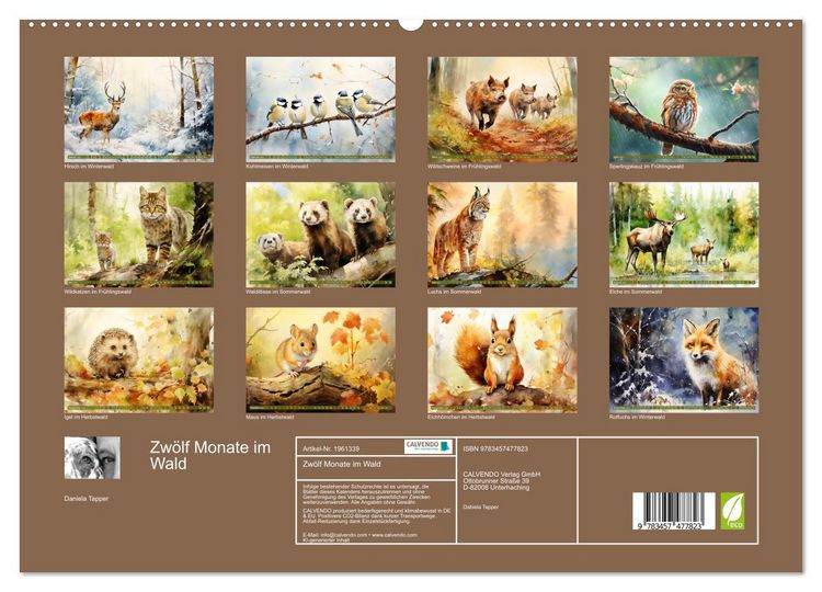 Produktbild: Zw&ouml;lf Monate im Wald (hochwertiger Premium Wandkalender 2026 DIN A2 quer), Kunstdruck in Hochglanz