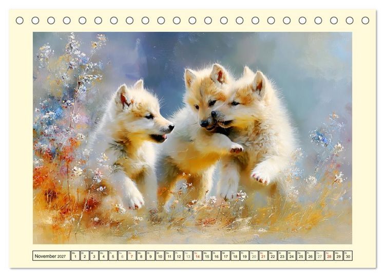 Produktbild: Waldseelen. Verspielte W&ouml;lfe im Licht der Natur (Tischkalender 2027 DIN A5 quer), CALVENDO Monatskalender