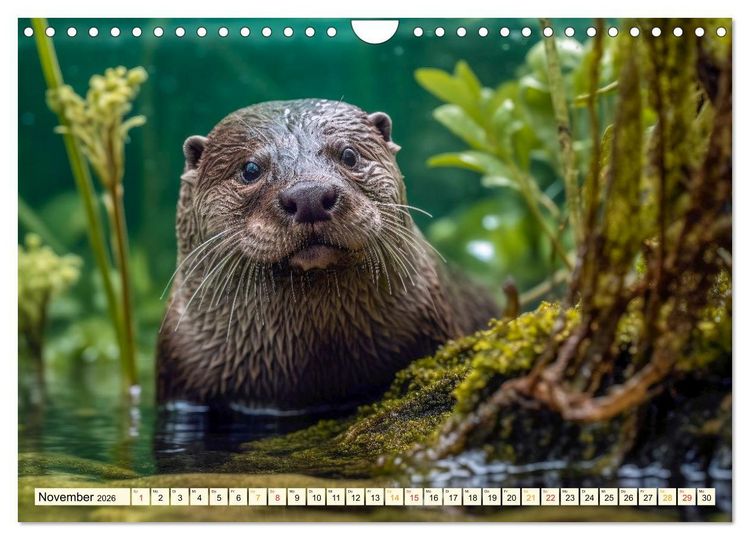 Produktbild: Fischotter - schlaue J&auml;ger (Wandkalender 2026 DIN A4 quer), CALVENDO Monatskalender