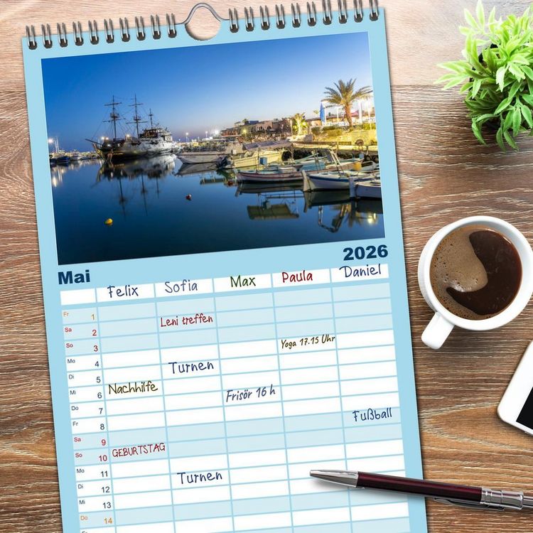 Produktbild: Familienplaner 2026 - Trauminsel Zypern mit 5 Spalten (Wandkalender, 21 x 45 cm) CALVENDO