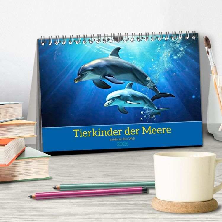Produktbild: Tierkinder der Meere - entdecke ihre Welt (Tischkalender 2026 DIN A5 quer), CALVENDO Monatskalender