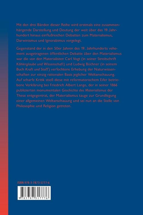 Produktbild: Weltanschauung, Philosophie und Naturwissenschaft im 19. Jahrhundert. Band 1: Der Materialismus-Streit