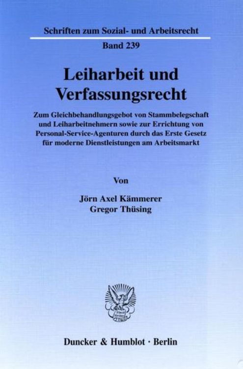 Produktbild: Leiharbeit und Verfassungsrecht.