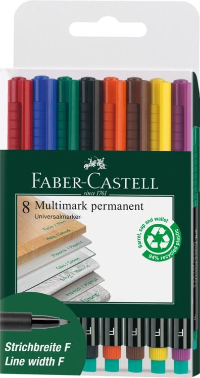 Produktbild: Faber-Castell Marker Multimark 1513 F permanent, 8er Set