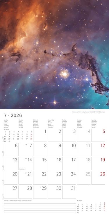 Produktbild: Space 2026 - Broschürenkalender 30x30 cm (30x60 geöffnet) - Kalender mit Platz für Notizen - Weltraum - Bildkalender - Wandplaner - Wandkalender