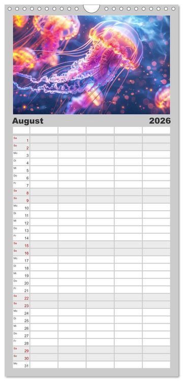 Produktbild: Familienplaner 2026 - Tiere im Weltraum mit 5 Spalten (Wandkalender, 21 x 45 cm) CALVENDO