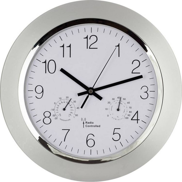 Produktbild: EUROTIME 56004 Funk Wanduhr 34cm x 50mm Silber