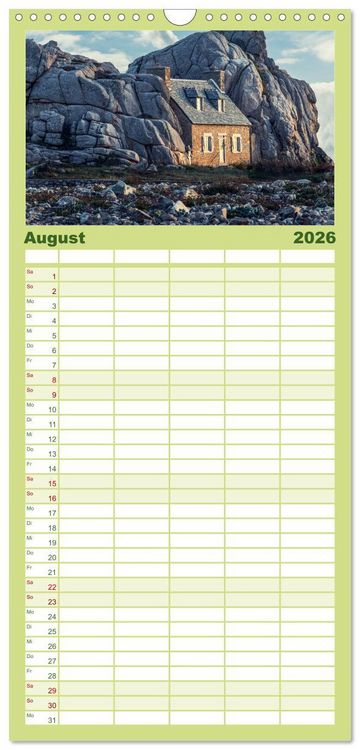 Produktbild: Familienplaner 2026 - Wilde Bretagne mit 5 Spalten (Wandkalender, 21 x 45 cm) CALVENDO
