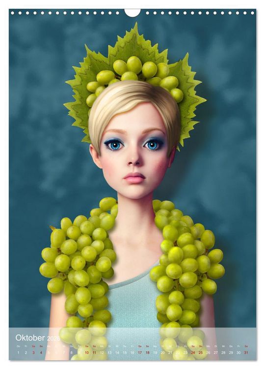 Produktbild: Zum Anbeissen - surreale Frauenportraits mit Obst und Gem&uuml;se (Wandkalender 2026 DIN A3 hoch), CALVENDO Monatskalender