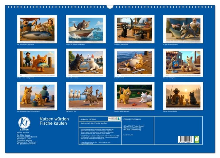 Produktbild: Katzen w&uuml;rden Fische kaufen (Wandkalender 2026 DIN A2 quer), CALVENDO Monatskalender