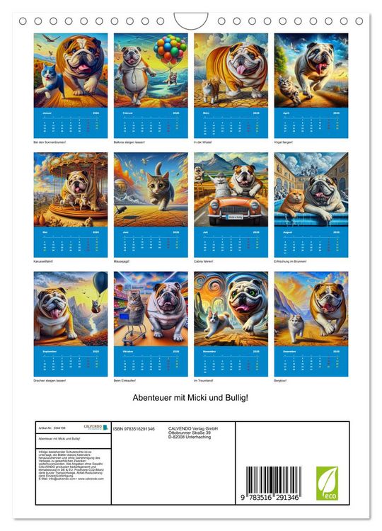Produktbild: Abenteuer mit Micki und Bullig! (Wandkalender 2026 DIN A4 hoch), CALVENDO Monatskalender