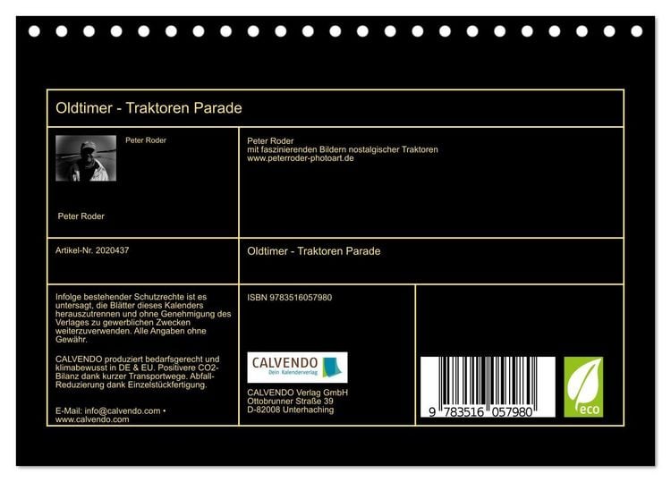 Produktbild: Oldtimer - Traktoren Parade (Tischkalender 2026 DIN A5 quer), CALVENDO Monatskalender