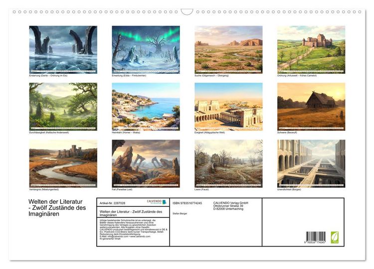 Produktbild: Welten der Literatur - Zw&ouml;lf Zust&auml;nde des Imagin&auml;ren (Wandkalender 2027 DIN A2 quer), CALVENDO Monatskalender
