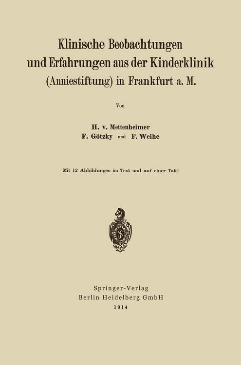Produktbild: Klinische Beobachtungen und Erfahrungen aus der Kinderklinik (Anniestiftung) in Frankfurt a. M