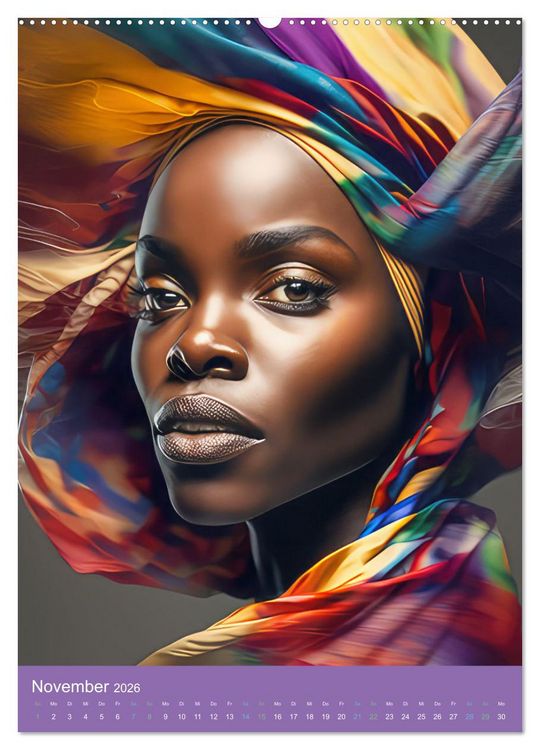 Produktbild: Afrikanische Frauen - Portraits im Stil der afrikanischen Kultur (Wandkalender 2026 DIN A2 hoch), CALVENDO Monatskalender