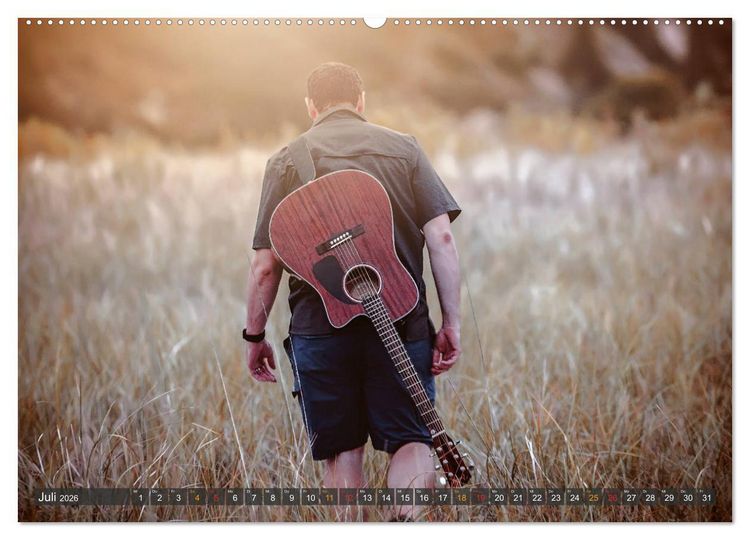 Produktbild: Gitarre - Freiheit Tr&auml;ume (hochwertiger Premium Wandkalender 2026 DIN A2 quer), Kunstdruck in Hochglanz