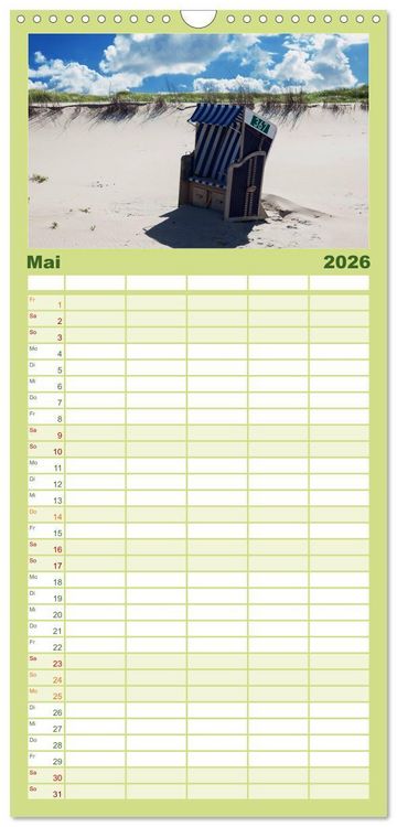 Produktbild: Familienplaner 2026 - Norderney. Meine ostfriesische Insel mit 5 Spalten (Wandkalender, 21 x 45 cm) CALVENDO