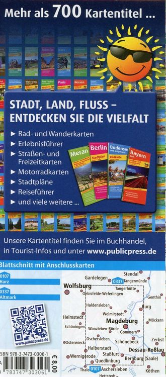 Produktbild: Publicpress Radkarte Magdeburg, Halberstadt, Bernburg, Helmstedt, Tangerh&uuml;tte 1:100.000