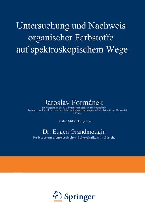 Produktbild: Untersuchung und Nachweis organischer Farbstoffe auf spektroskopischem Wege