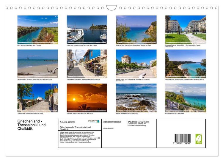 Produktbild: Griechenland - Thessaloniki und Chalkidiki (Wandkalender 2026 DIN A3 quer), CALVENDO Monatskalender
