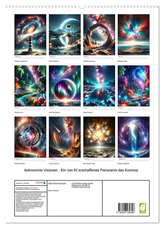 Produktbild: Astronomie Visionen - Ein von KI erschaffenes Panorama des Kosmos (hochwertiger Premium Wandkalender 2026 DIN A2 hoch), Kunstdruck in Hochglanz