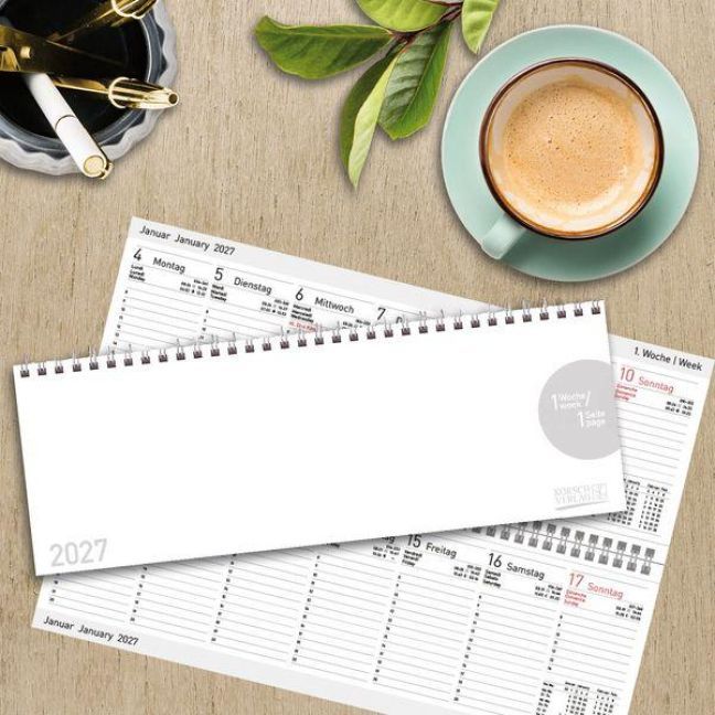 Produktbild: Tischkalender quer Classic Colourlux 2027 wei&szlig;