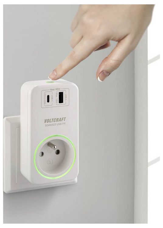 Produktbild: VOLTCRAFT SEM6503 FR Energiekosten-Messger&auml;t USB-Schnittstelle, inkl. Funksteckdose, Datenexport, Datenloggerfunktion