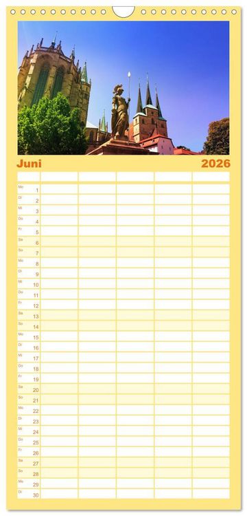 Produktbild: Familienplaner 2026 - Erfurt - So wunderbar mit 5 Spalten (Wandkalender, 21 x 45 cm) CALVENDO