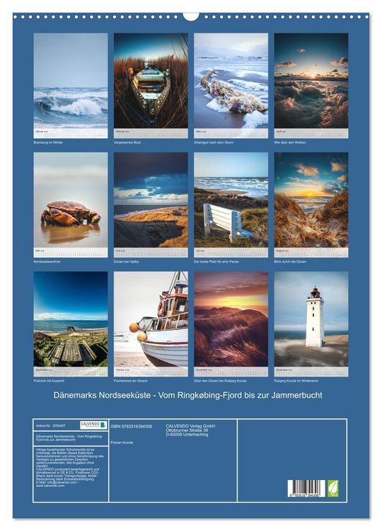 Produktbild: D&auml;nemarks Nordseek&uuml;ste - Vom Ringk&oslash;bing-Fjord bis zur Jammerbucht (Wandkalender 2026 DIN A2 hoch), CALVENDO Monatskalender
