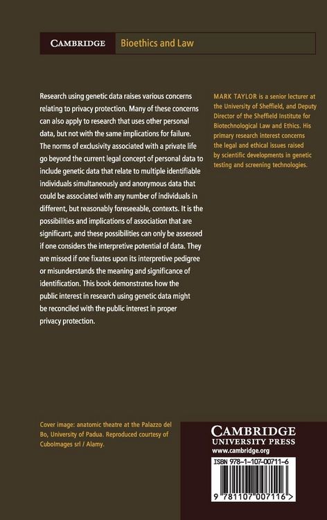 Produktbild: Genetic Data and the Law