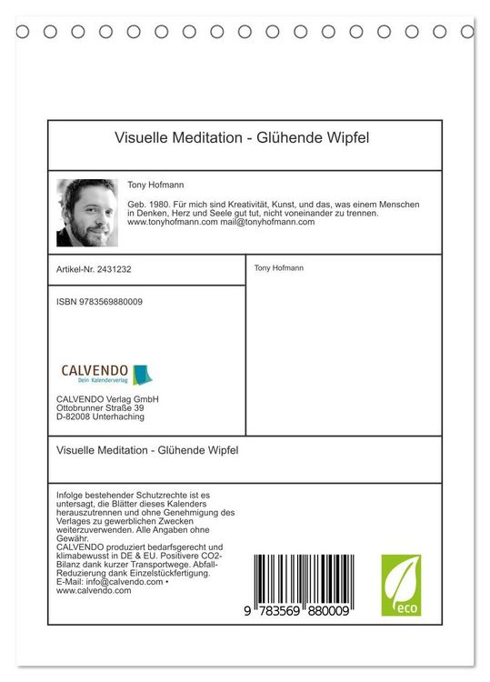 Produktbild: Visuelle Meditation - Gl&uuml;hende Wipfel (Tischkalender 2027 DIN A5 hoch), CALVENDO Monatskalender