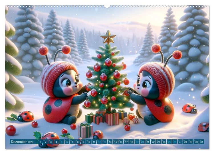 Produktbild: Kleine K&auml;fer, gro&szlig;e Abenteuer: Ein Jahreskalender f&uuml;r Kinder (hochwertiger Premium Wandkalender 2026 DIN A2 quer), Kunstdruck in Hochglanz