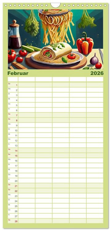 Produktbild: Familienplaner 2026 - Nudel Varianten mit 5 Spalten (Wandkalender, 21 x 45 cm) CALVENDO