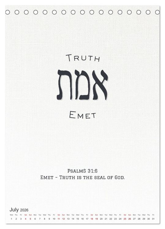 Produktbild: The Radiant Path Hebrew Letters Inspiring the Soul (Desk Calendar 2026 DIN A5 portrait), CALVENDO 12 Month DeskCalendar